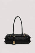 Women’s Structured Shoulder Handbag with Belt Detail and Zipper Closure