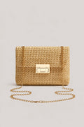 Women’s Woven Straw Chain Shoulder Bag