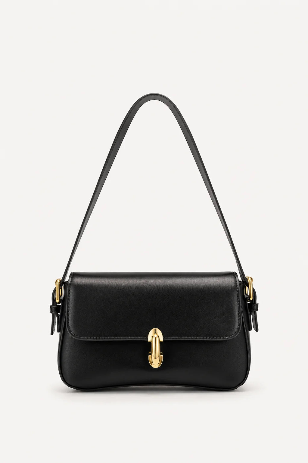 Women’s Structured Flap Shoulder Bag with Adjustable Strap